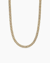 Curb Chain Necklace in 18K Yellow Gold with Diamonds, 8mm
