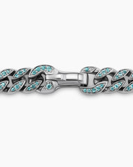 Curb Chain Necklace in 18K White Gold with Paraiba Tourmalines, 8mm