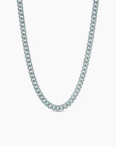 Curb Chain Necklace in 18K White Gold with Paraiba Tourmalines, 8mm
