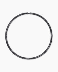 Curb Chain Necklace in Black Titanium with Black Diamonds, 8mm