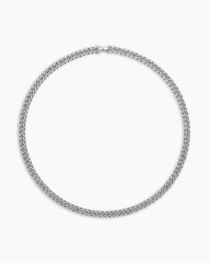 Curb Chain Necklace in Platinum with Diamonds, 8mm