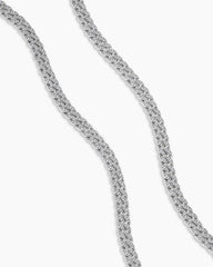 Curb Chain Necklace in Sterling Silver with Diamonds, 8mm