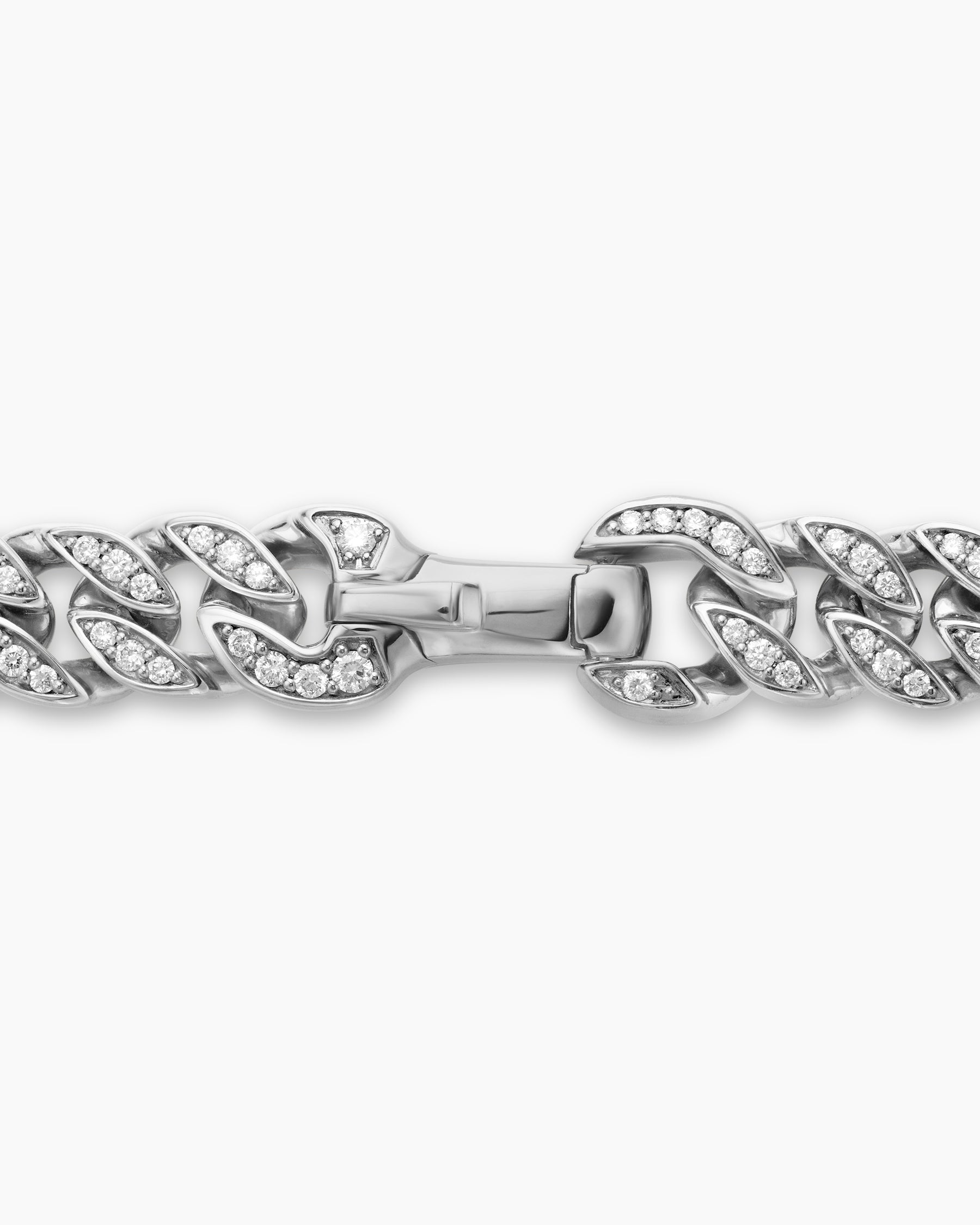 Curb Chain Necklace in Sterling Silver with Diamonds, 8mm
