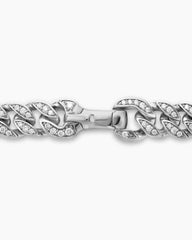 Curb Chain Necklace in Sterling Silver with Diamonds, 8mm