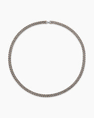 Curb Chain Necklace in Sterling Silver with Orange Sapphires, 8mm