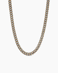 Curb Chain Necklace in Sterling Silver with Orange Sapphires, 8mm