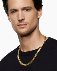 Curb Chain Angular Link Necklace in 18K Yellow Gold, 8.7mm