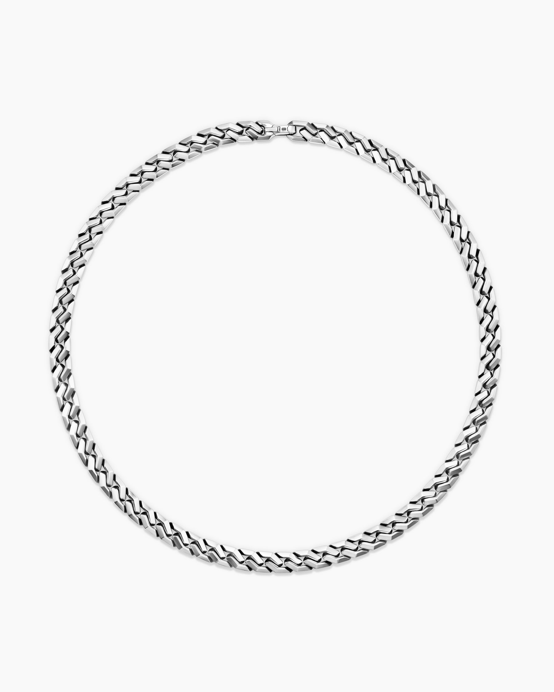 Curb Chain Angular Link Necklace in Sterling Silver, 8.7mm