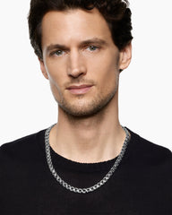 Curb Chain Angular Link Necklace in Sterling Silver, 8.7mm