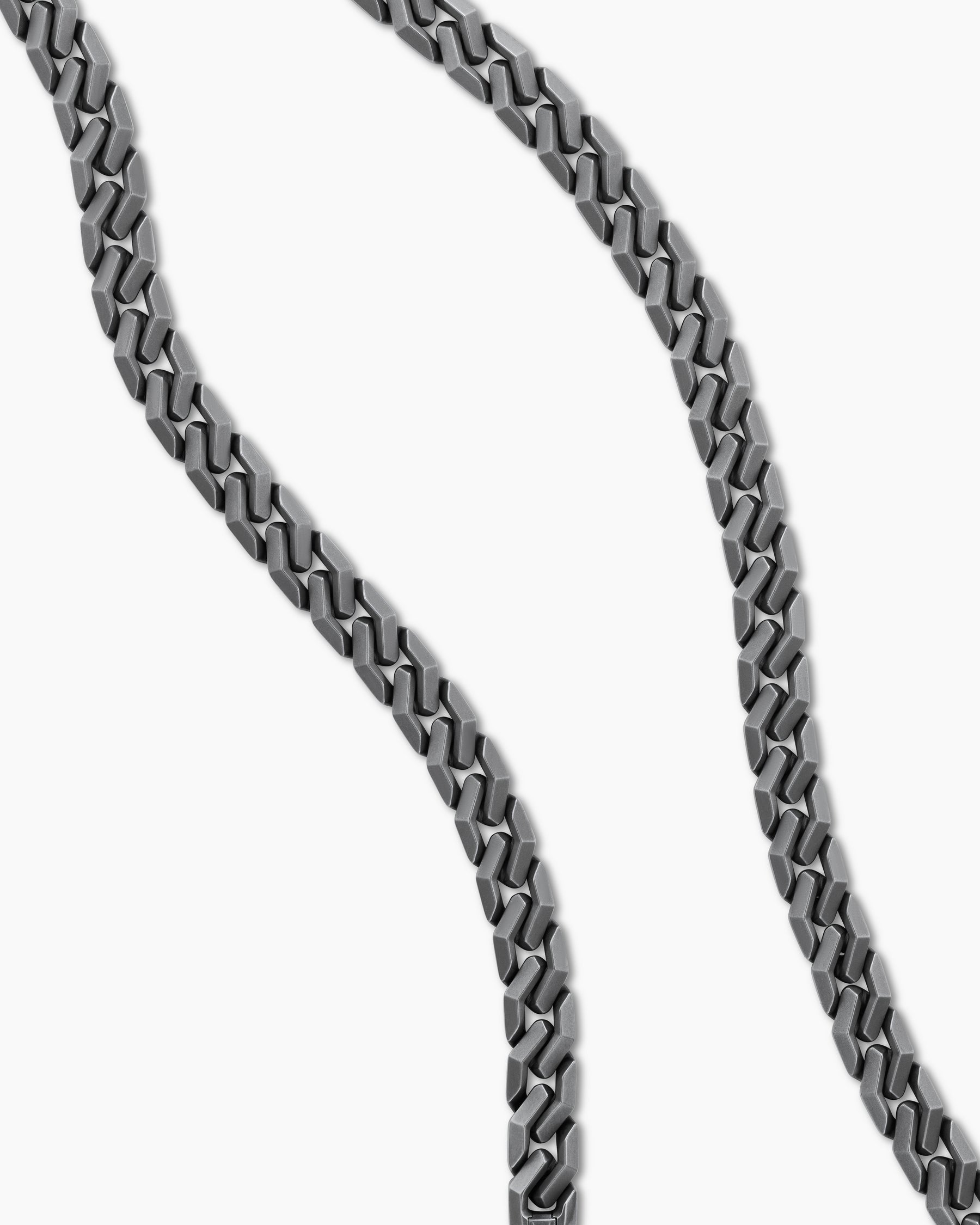 Curb Chain Angular Link Necklace in Titanium, 8.7mm