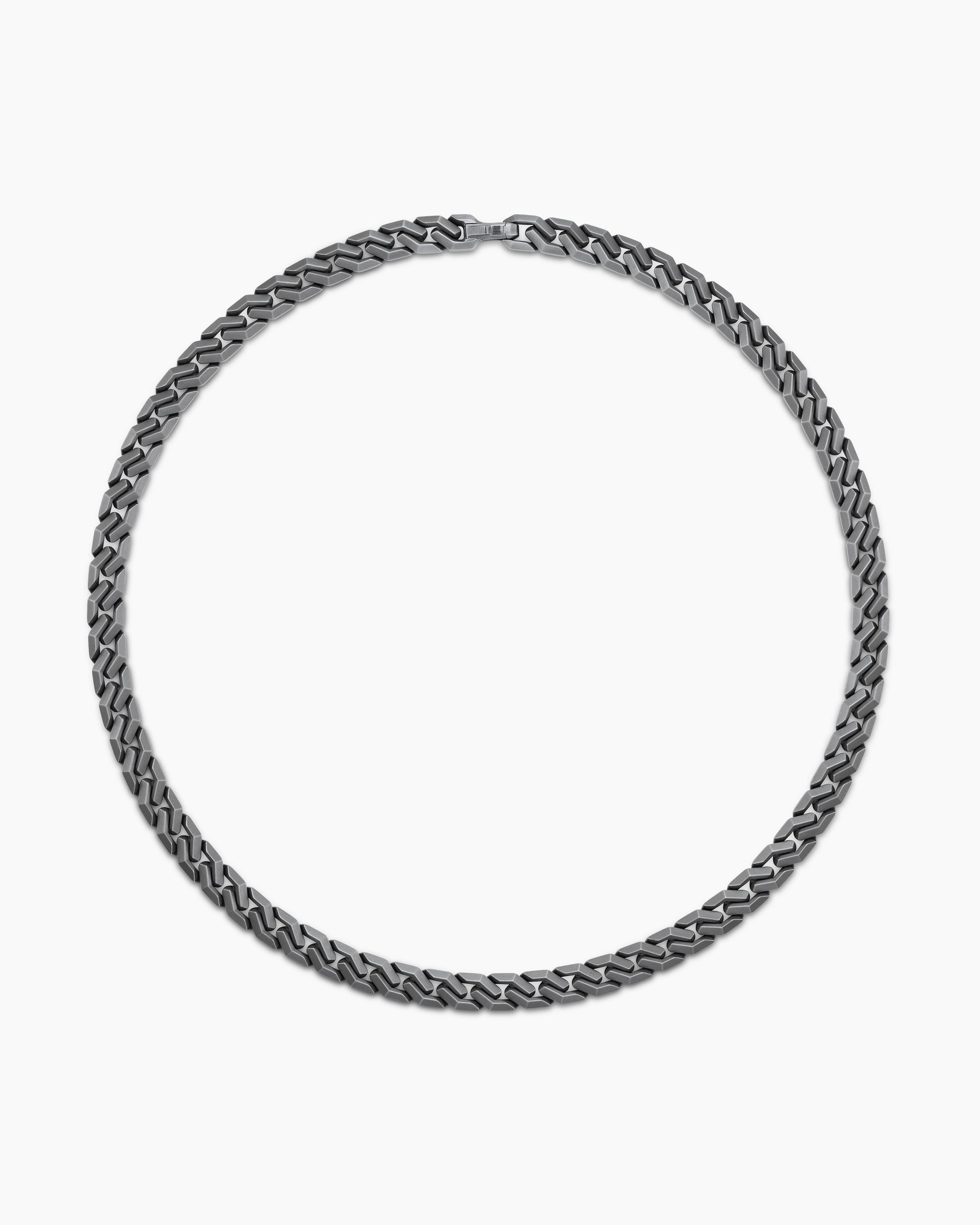 Curb Chain Angular Link Necklace in Titanium, 8.7mm