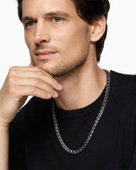 Curb Chain Angular Link Necklace in Titanium, 8.7mm