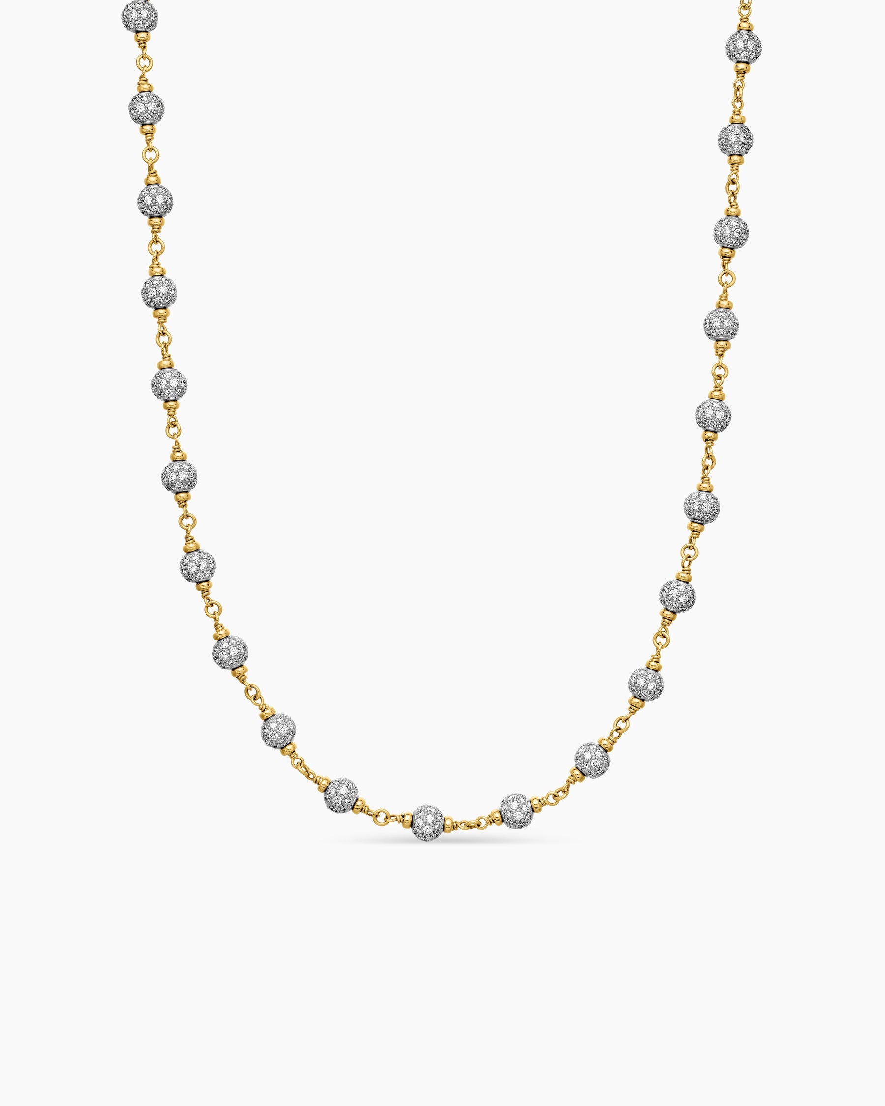 Spiritual Beads Necklace in 18K Yellow Gold with Diamonds, 6mm