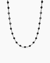 Spiritual Beads Necklace in Sterling Silver with Black Onyx and Black Diamonds, 6mm