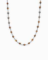 Spiritual Beads Necklace in Sterling Silver with Tiger’s Eye and Cognac Diamonds, 6mm