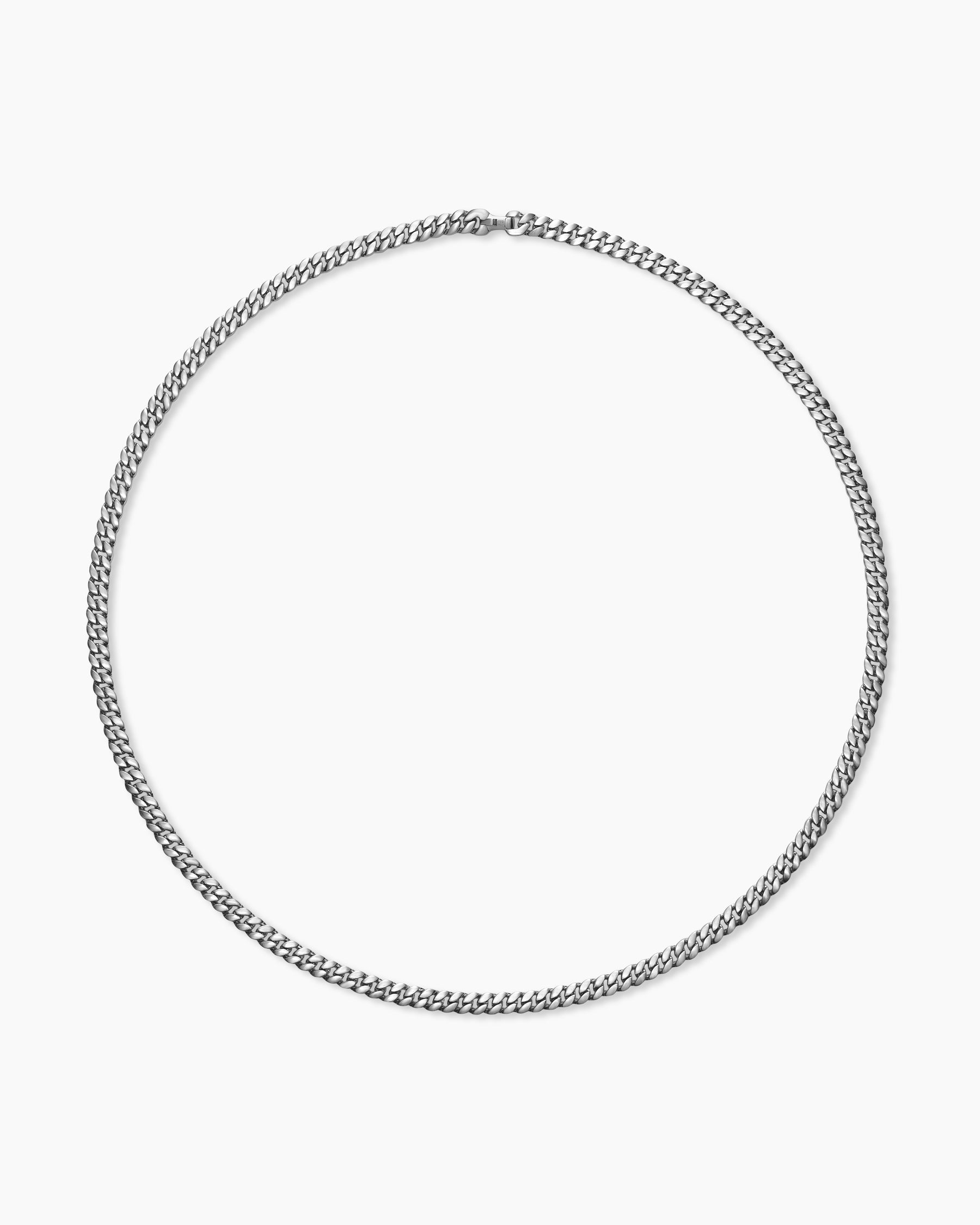 Curb Chain Necklace in Platinum, 6mm