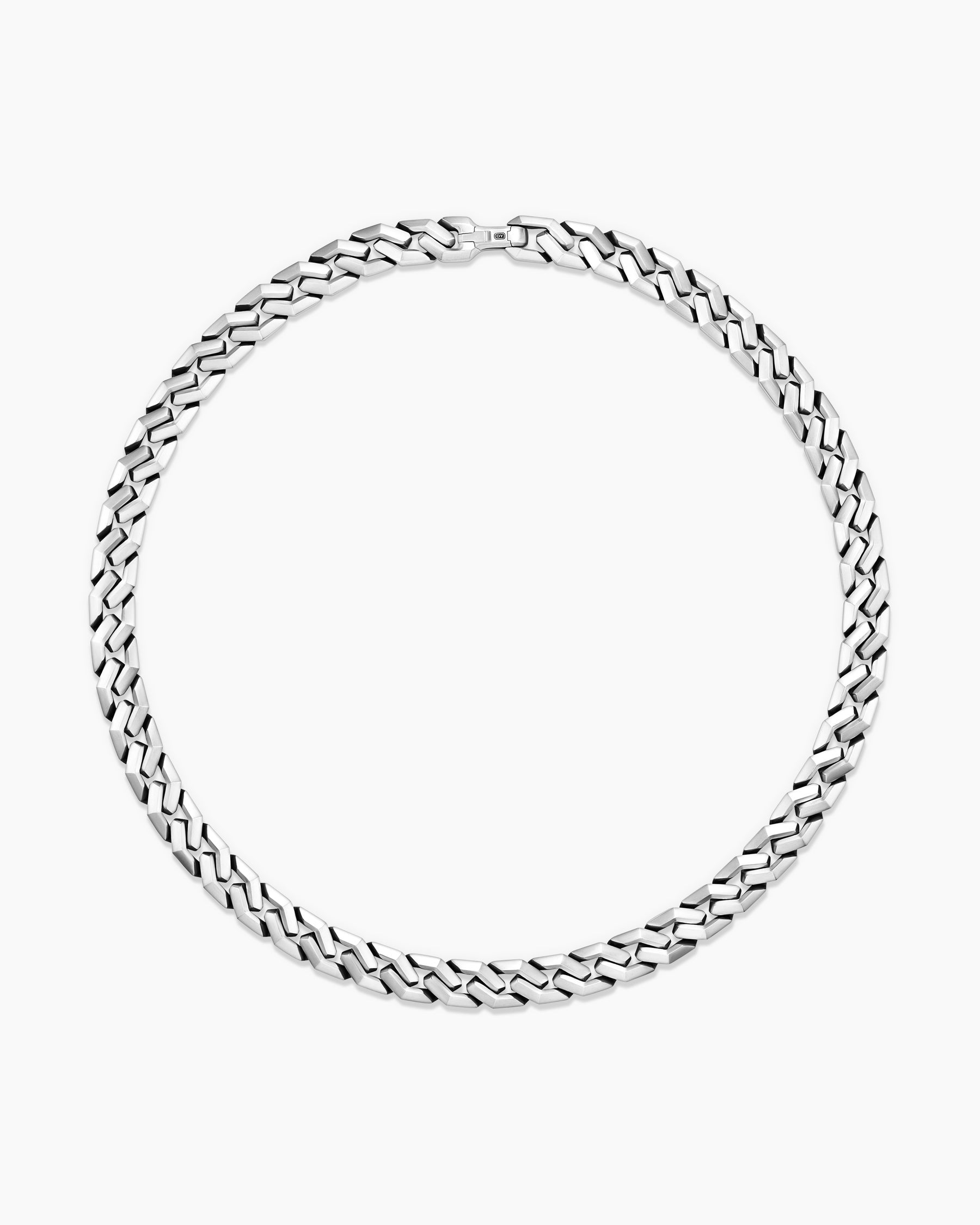 Curb Chain Angular Link Necklace in Sterling Silver, 11.5mm