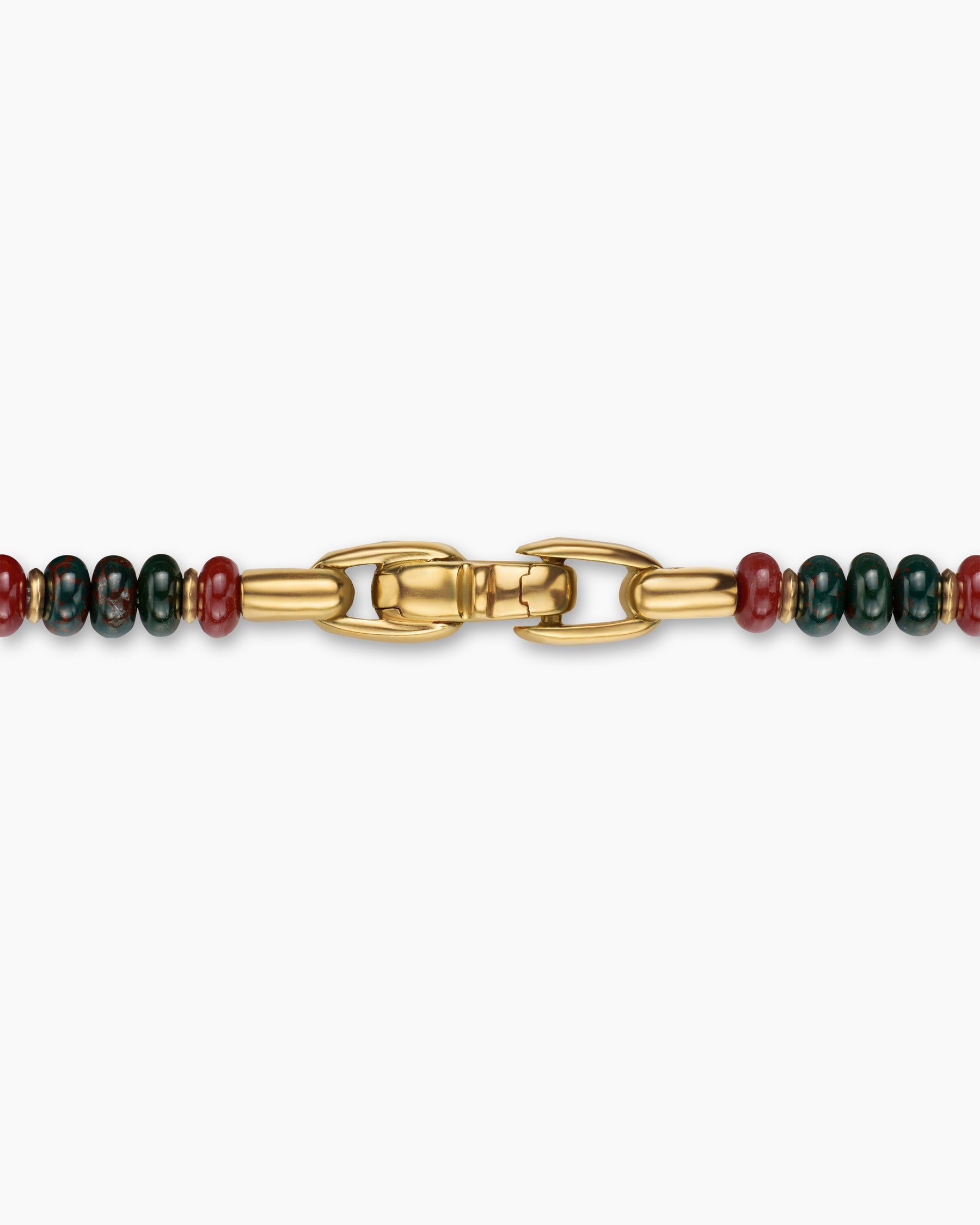 Spiritual Beads Necklace in 18K Yellow Gold with Bloodstone and Red Jasper, 4mm