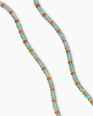 Spiritual Beads Necklace in 18K Yellow Gold with Indicolite and Mandarin Garnet, 4mm