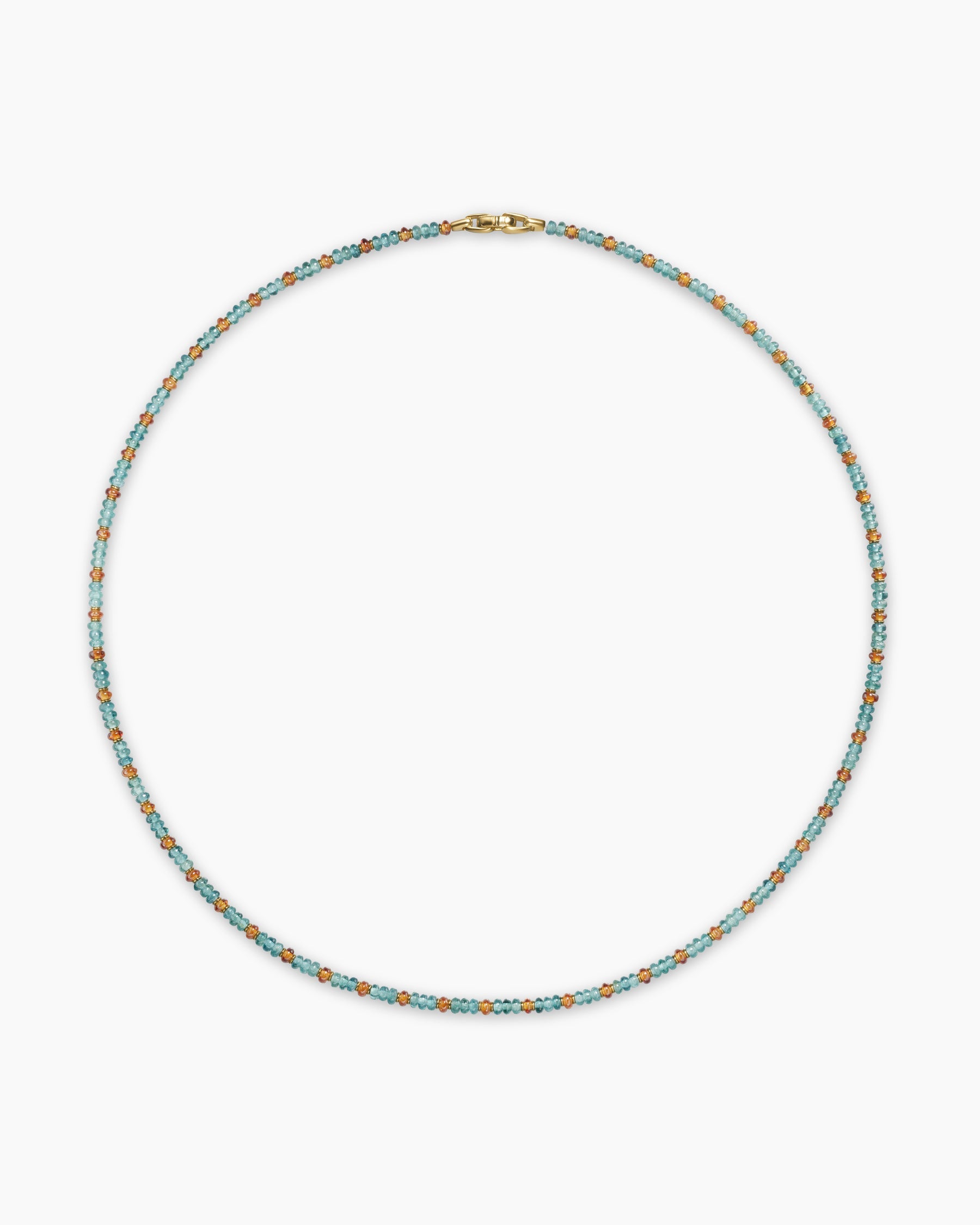 Spiritual Beads Necklace in 18K Yellow Gold with Indicolite and Mandarin Garnet, 4mm