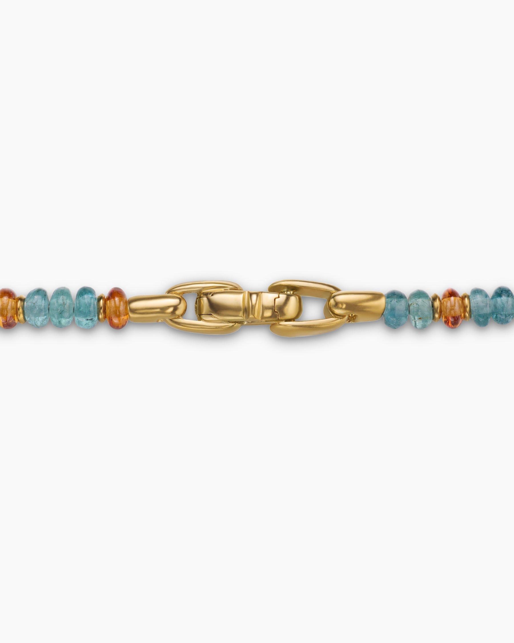Spiritual Beads Necklace in 18K Yellow Gold with Indicolite and Mandarin Garnet, 4mm