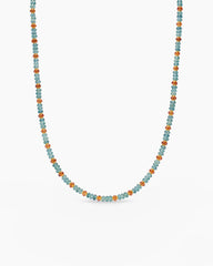 Spiritual Beads Necklace in 18K Yellow Gold with Indicolite and Mandarin Garnet, 4mm