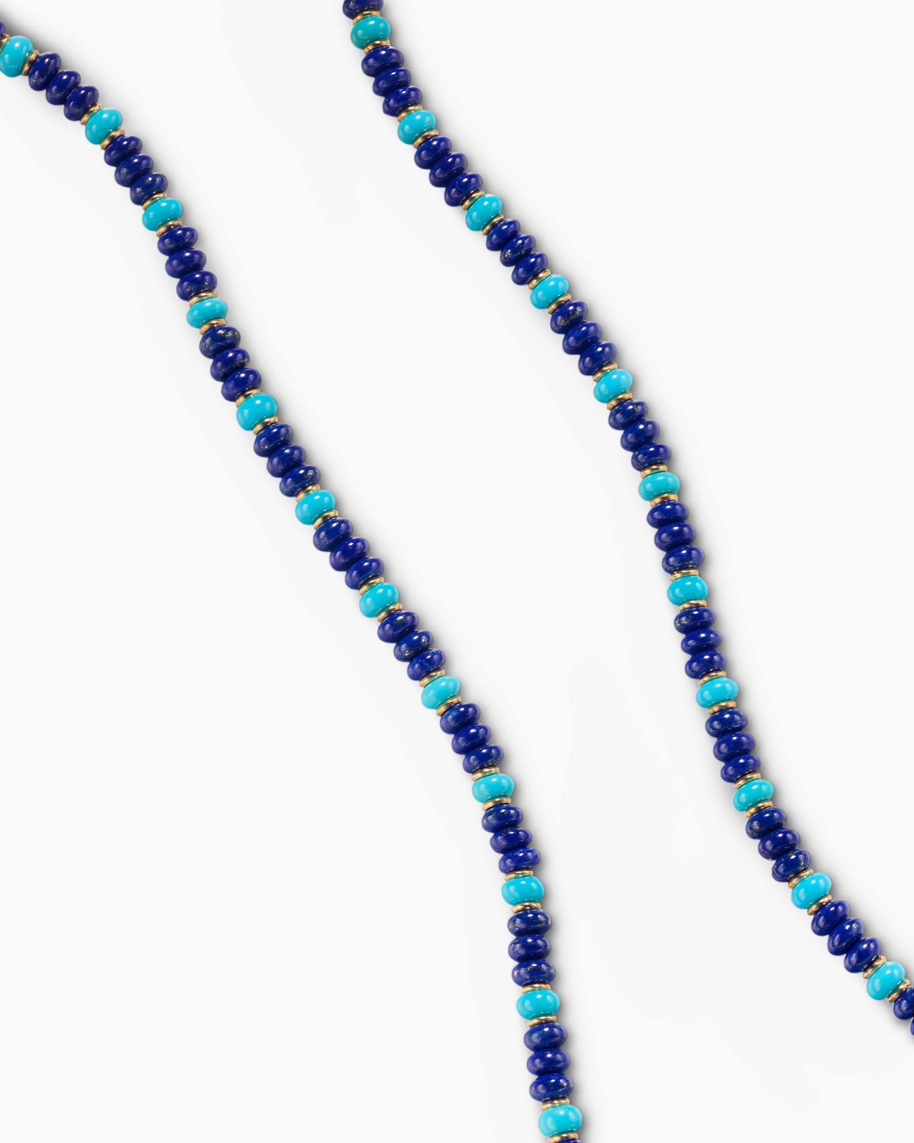 Spiritual Beads Necklace in 18K Yellow Gold with Lapis and Turquoise, 4mm
