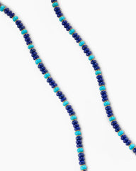 Spiritual Beads Necklace in 18K Yellow Gold with Lapis and Turquoise, 4mm