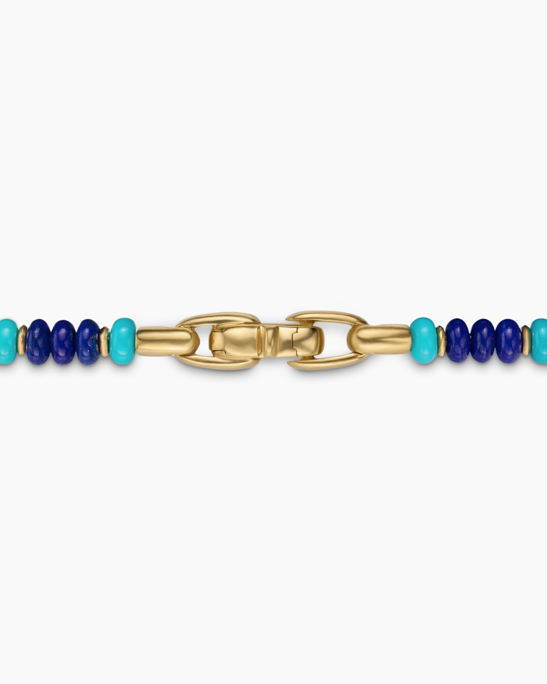Spiritual Beads Necklace in 18K Yellow Gold with Lapis and Turquoise, 4mm