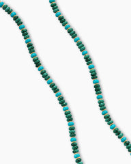 Spiritual Beads Necklace in 18K Yellow Gold with Malachite and Turquoise, 4mm