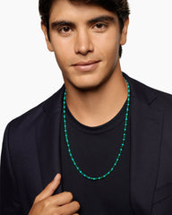 Spiritual Beads Necklace in 18K Yellow Gold with Malachite and Turquoise, 4mm