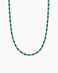 Spiritual Beads Necklace in 18K Yellow Gold with Malachite and Turquoise, 4mm