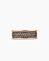 Streamline® Pavé Three Row Band Ring in 18K Rose Gold with Cognac Diamonds, 8.5mm