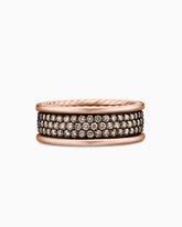 Streamline® Pavé Three Row Band Ring in 18K Rose Gold with Cognac Diamonds, 8.5mm
