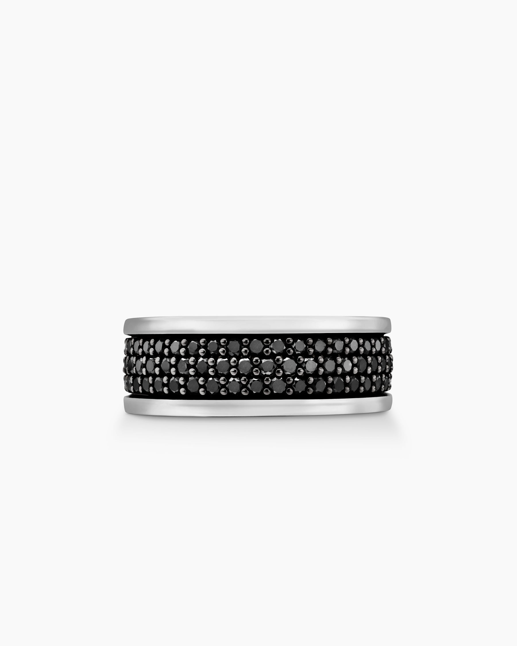 Streamline® Three Row Band Ring in Sterling Silver with Black Diamonds, 8.5mm