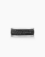 Streamline® Three Row Band Ring in Sterling Silver with Black Diamonds, 8.5mm