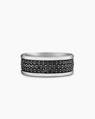 Streamline® Three Row Band Ring in Sterling Silver with Black Diamonds, 8.5mm