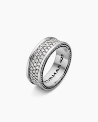 Streamline® Pavé Three Row Band Ring in Sterling Silver with Diamonds, 8.5mm