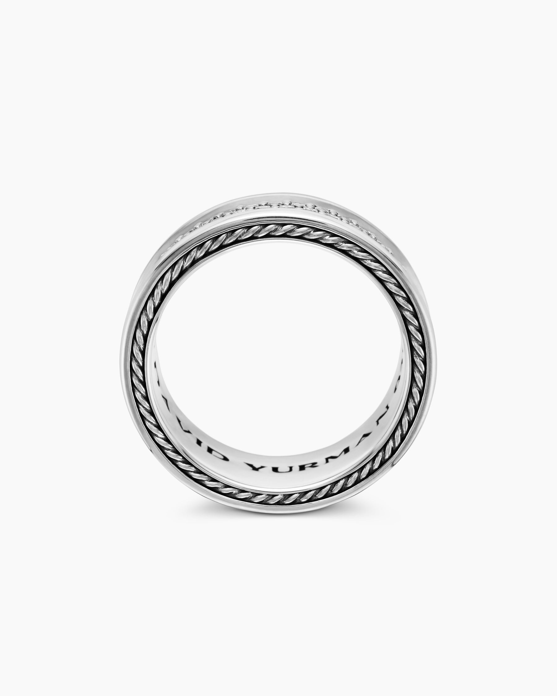 Streamline® Pavé Three Row Band Ring in Sterling Silver with Diamonds, 8.5mm
