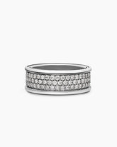 Streamline® Pavé Three Row Band Ring in Sterling Silver with Diamonds, 8.5mm