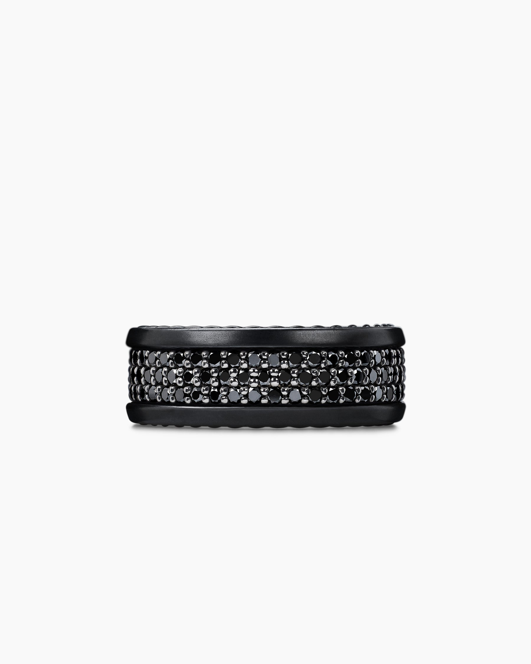 Streamline® Pavé Three Row Band Ring in Black Titanium with Black Diamonds, 8.5mm