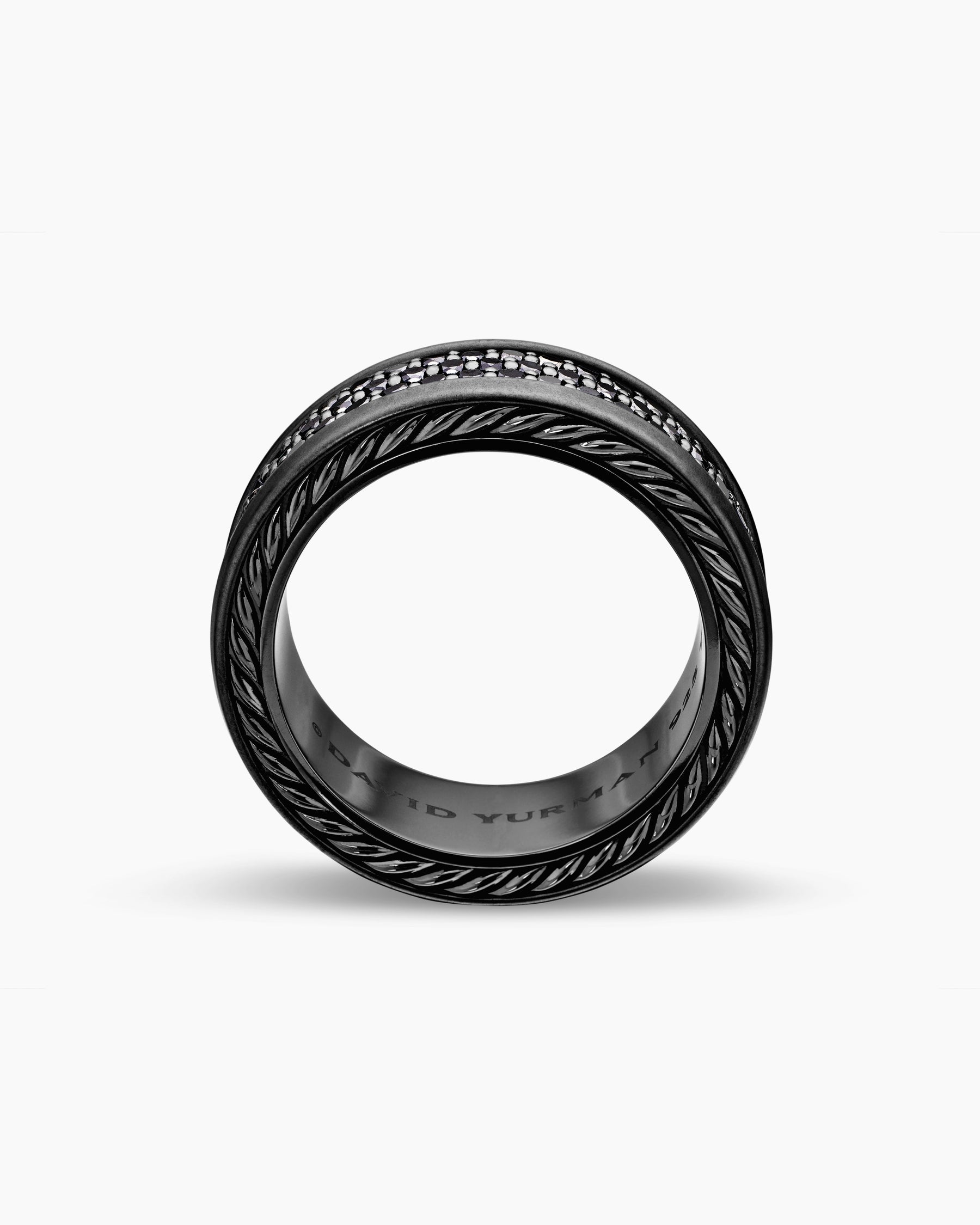 Streamline® Pavé Three Row Band Ring in Black Titanium with Black Diamonds, 8.5mm