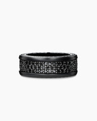 Streamline® Pavé Three Row Band Ring in Black Titanium with Black Diamonds, 8.5mm