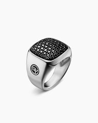 Streamline® Signet Ring in Sterling Silver with Black Diamonds, 19mm