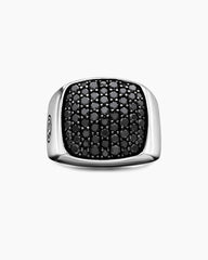 Streamline® Signet Ring in Sterling Silver with Black Diamonds, 19mm