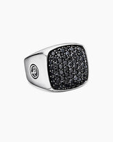 Streamline® Signet Ring in Sterling Silver with Black Diamonds, 19mm