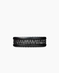Streamline® Two Row Band Ring in Black Titanium with Black Diamonds, 6.5mm