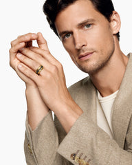 Waves Band Ring in 18K Yellow Gold with Black Diamonds, 10.5mm