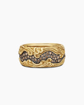 Waves Band Ring in 18K Yellow Gold with Cognac Diamonds, 10.5mm