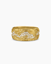 Waves Band Ring in 18K Yellow Gold with Diamonds, 10.5mm